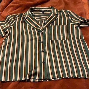 Forever 21 green,white, and gold stripe shirt